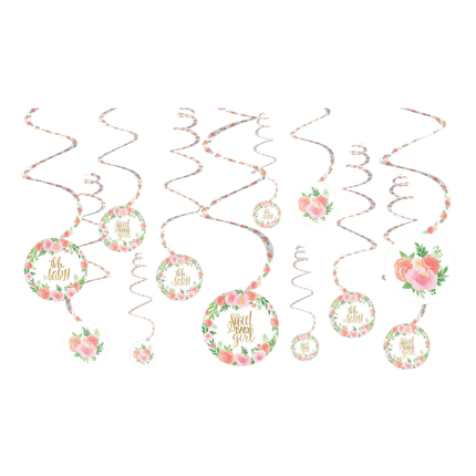 Geboorte Hangdecoratie Meisje Bloemen 61cm 12st van Riethmueller koop je bij Partywinkel