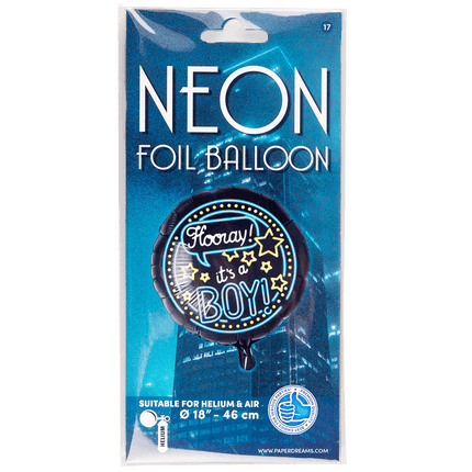 Geboorte Helium Ballon It's a Boy Neon 46cm leeg van Paper Dreams koop je bij Partywinkel