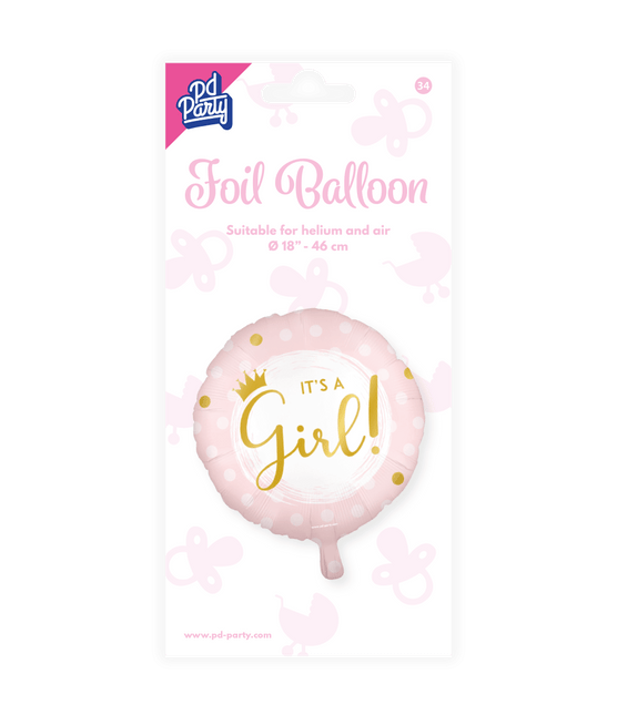Geboorte Helium Ballon It'S A Girl Leeg 45cm van Paper Dreams koop je bij Partywinkel