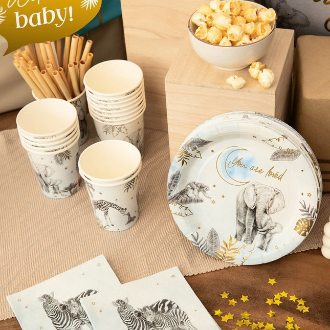 Geboorte Servetten Blauw Safari 25cm 20st van Haza Witbaard koop je bij Partywinkel