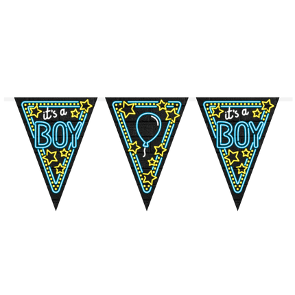 Geboorte Slingers Its a Boy! Neon 10m van Paper Dreams koop je bij Partywinkel