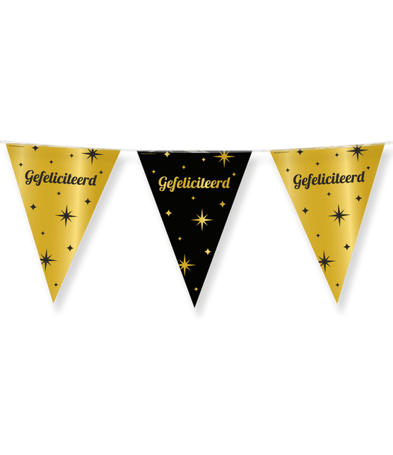 Gefeliciteerd Slinger Goud Zwart 10m van Paper Dreams koop je bij Partywinkel