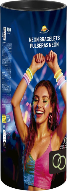 Gekleurde Armband Glow In The Dark 100st van Fiestas Guirca koop je bij Partywinkel