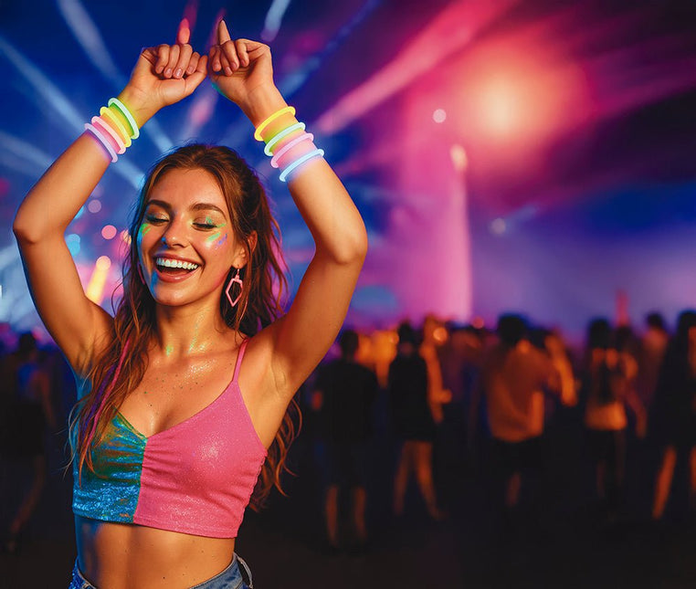 Gekleurde Armband Glow In The Dark 100st van Fiestas Guirca koop je bij Partywinkel