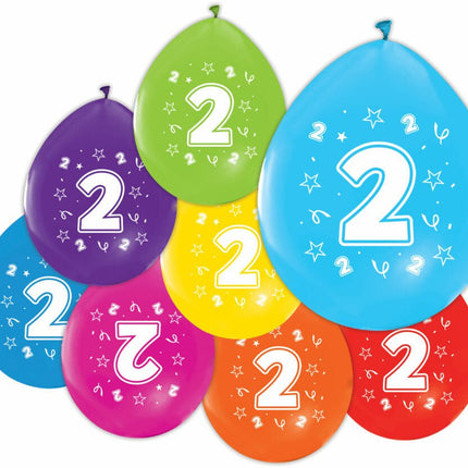Gekleurde Ballonnen 2 Jaar 30cm 8st van WeFiesta koop je bij Partywinkel