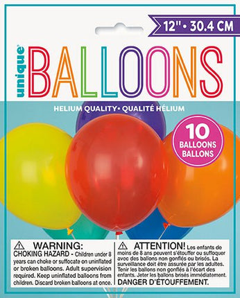 Gekleurde Ballonnen Assorti 30cm 10st van Unique koop je bij Partywinkel