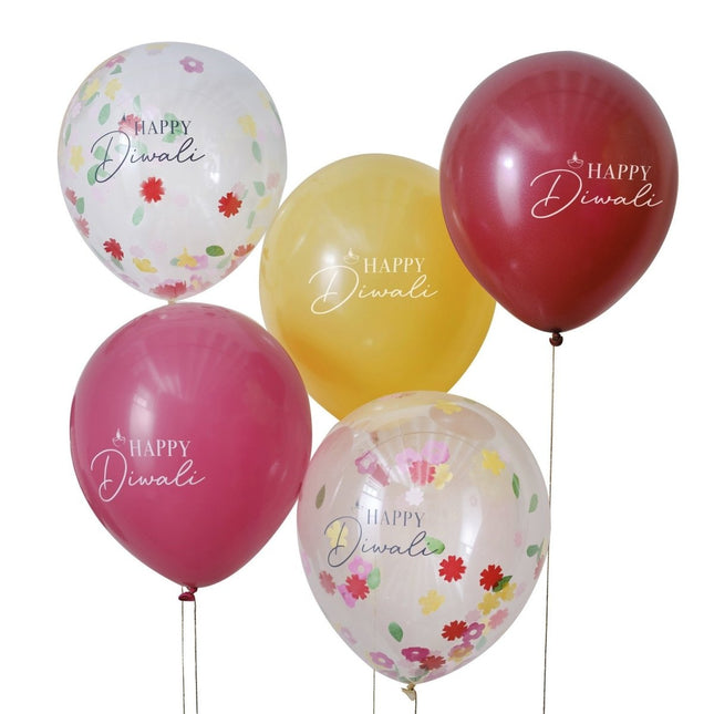 Gekleurde Diwali Ballonnen 30cm 5st van Ginger Ray koop je bij Partywinkel