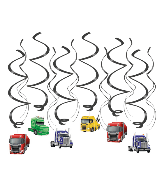 Gekleurde Hangdecoratie Trucks 70cm van Paper Dreams koop je bij Partywinkel