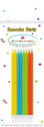 Gekleurde Kaarsen 14,5cm 16st van Procos koop je bij Partywinkel