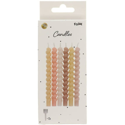 Gekleurde Kaarsen Pastel Gedraaid 6st van Folat koop je bij Partywinkel