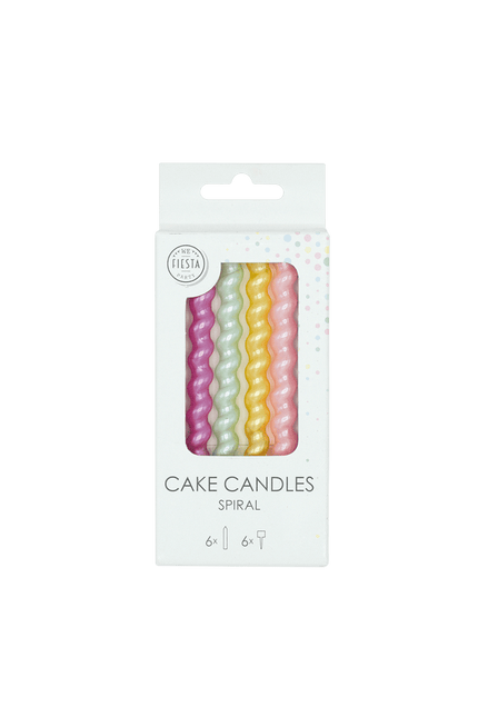 Gekleurde Kaarsen Spiraalvorm 8cm 6st van WeFiesta koop je bij Partywinkel