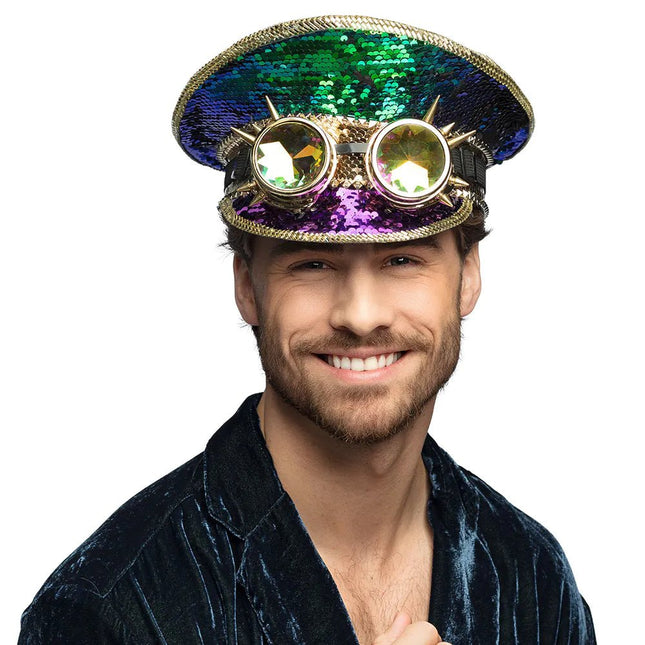 Gekleurde Pet Steampunk Bril van Boland koop je bij Partywinkel