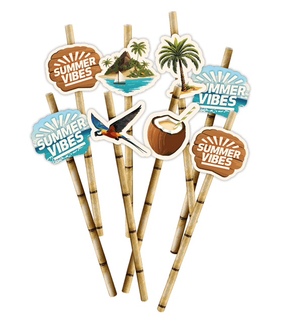 Gekleurde Rietjes Summer Vibes 8st van Paper Dreams koop je bij Partywinkel