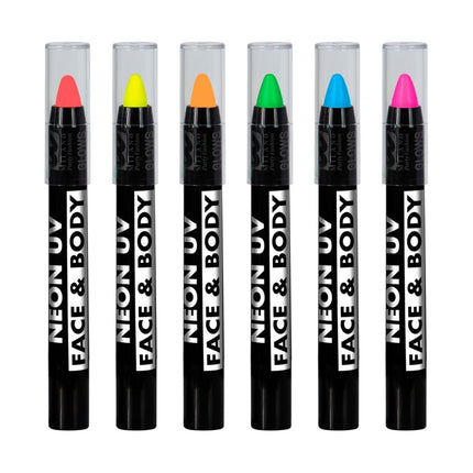 Gekleurde Schmink Potlood Glow In The Dark 3,5ml 6st van Widmann koop je bij Partywinkel