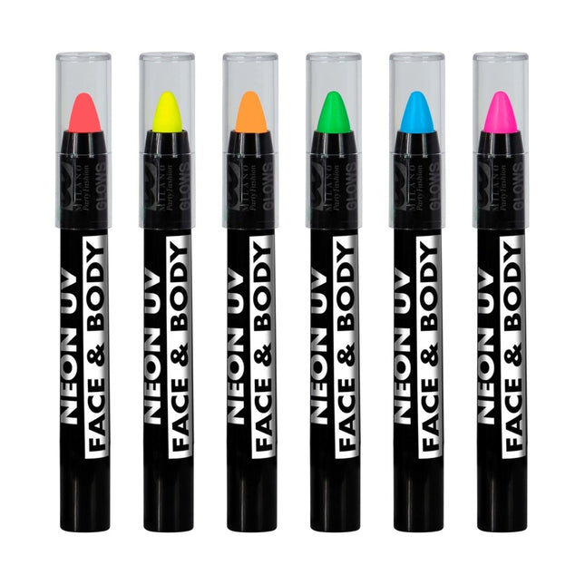 Gekleurde Schmink Potlood Glow In The Dark 3,5ml 6st van Widmann koop je bij Partywinkel