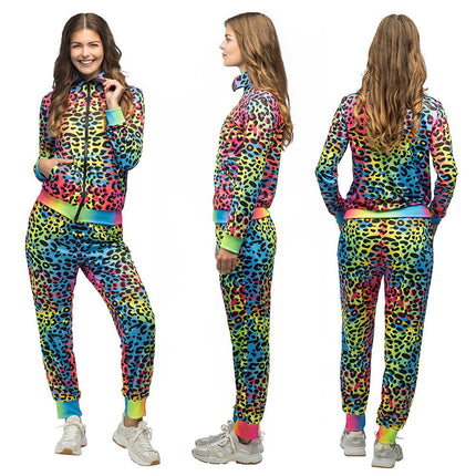 Gekleurde Trainingspak Fout Dames Luipaard Uv van Boland koop je bij Partywinkel