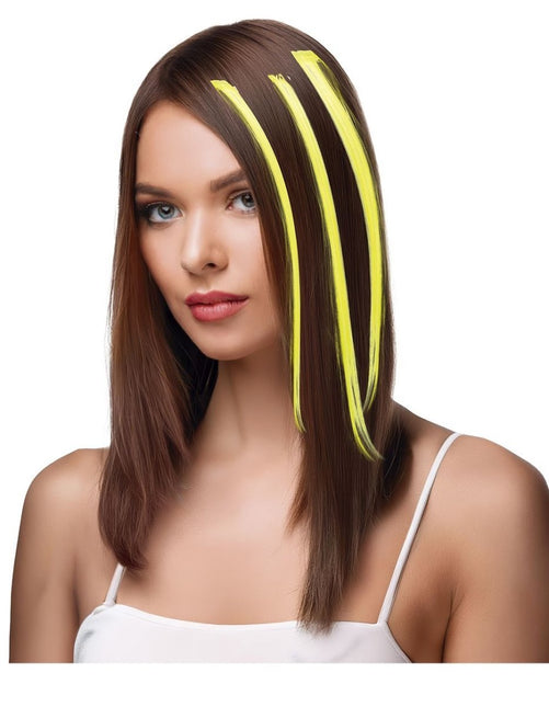 Gele Hair Extension 50cm 3st van Fiestas Guirca koop je bij Partywinkel