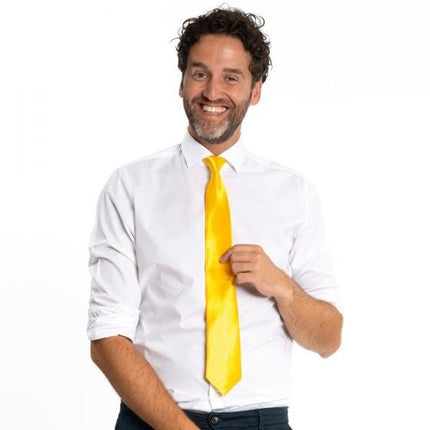 Gele Stropdas 50cm van Partychimp koop je bij Partywinkel