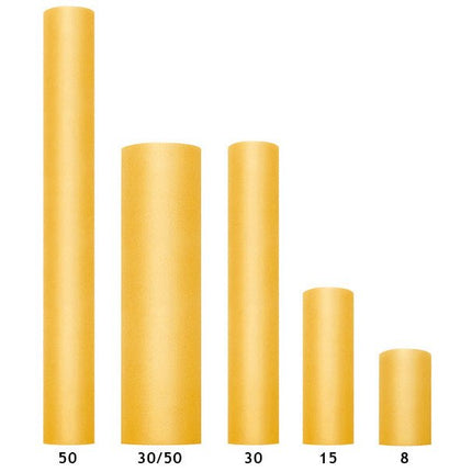 Gele Tule Rol Stijf 30cm 50m van Partydeco koop je bij Partywinkel