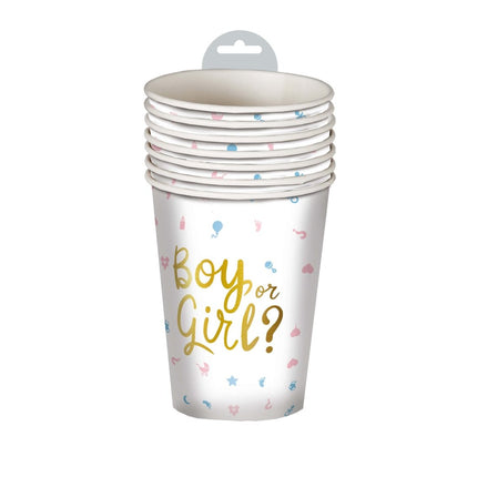 Gender Reveal Bekers 200ml 6st van Fiestas Guirca koop je bij Partywinkel