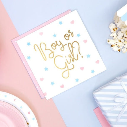 Gender Reveal Servetten Boy Or Girl 33cm 20st van Partydeco koop je bij Partywinkel