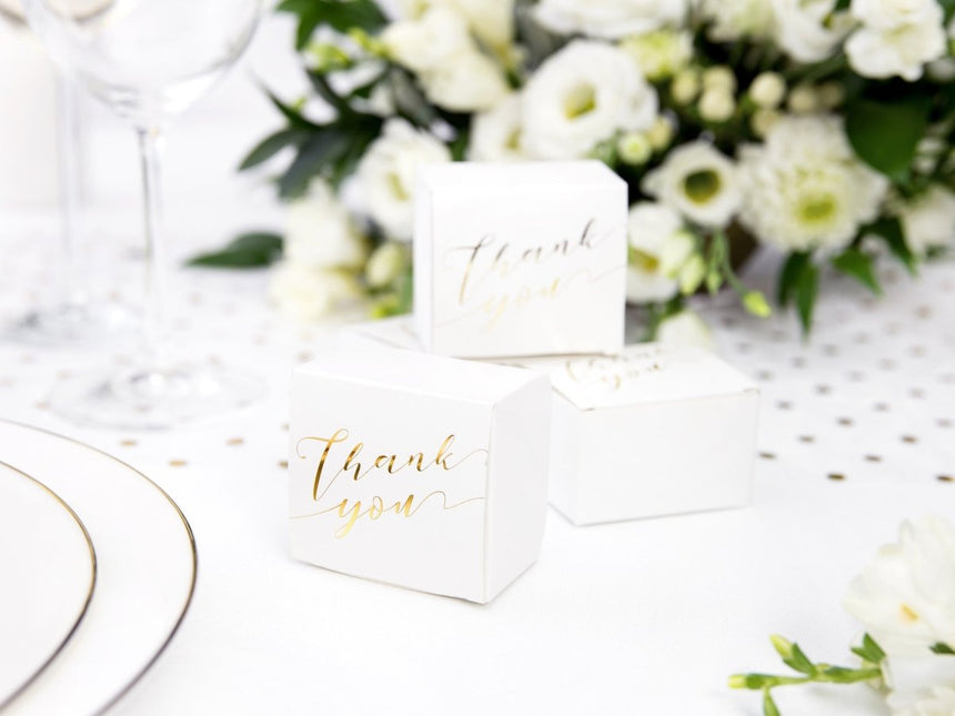 Geschenkdoosjes Thank You Goud 6cm 10st van Partydeco koop je bij Partywinkel