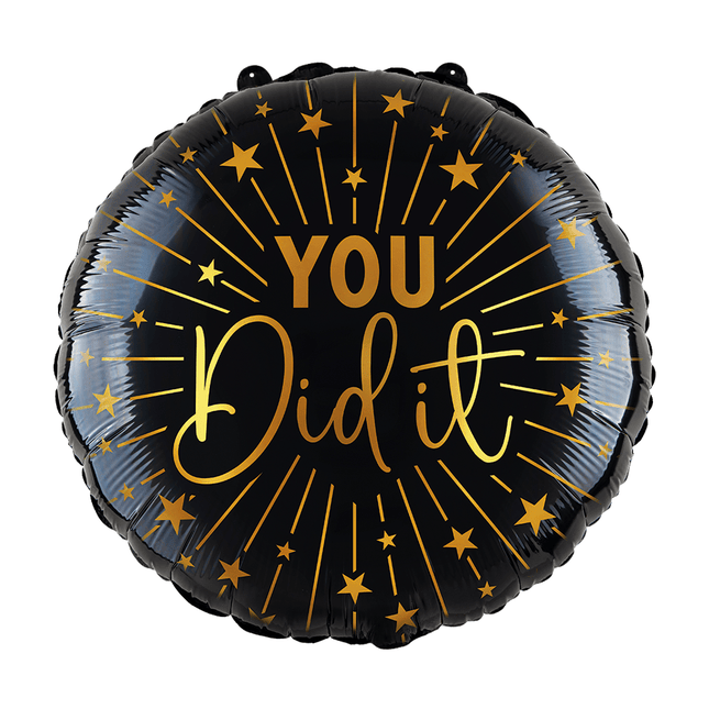 Geslaagd Helium Ballon Zwart Goud You Did It Leeg 45cm van WeFiesta koop je bij Partywinkel