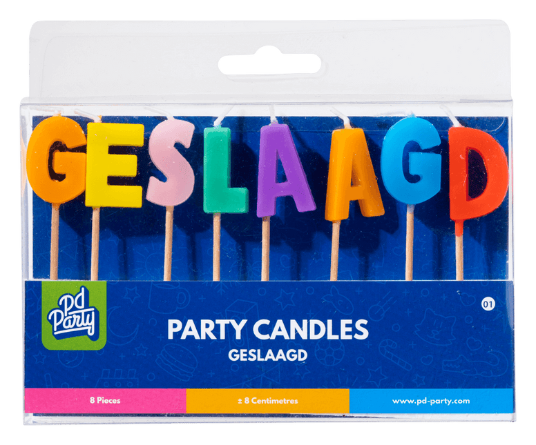 Geslaagd Kaarsen 14cm van Paper Dreams koop je bij Partywinkel