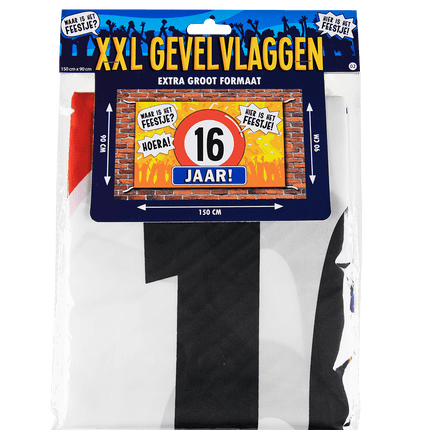 Gevelvlag 16 Jaar 1,5m van Paper Dreams koop je bij Partywinkel