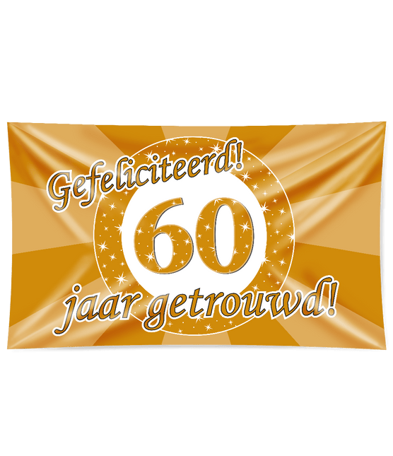 Gevelvlag 60 Jaar Getrouwd 1,5m van Paper Dreams koop je bij Partywinkel