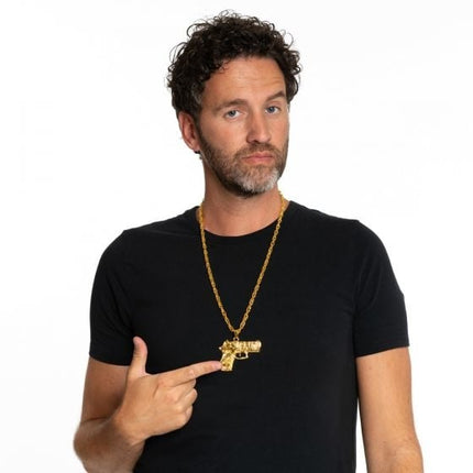 Geweren Ketting Goud van Partychimp koop je bij Partywinkel