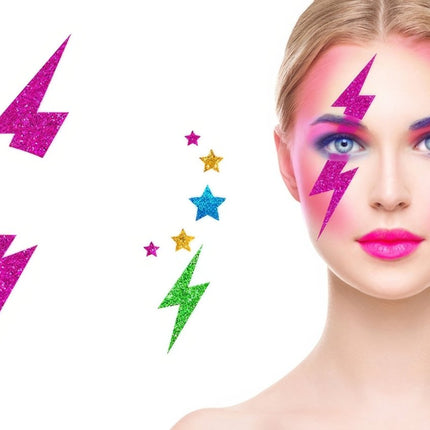 Gezicht Stickers Bliksem van Fiestas Guirca koop je bij Partywinkel