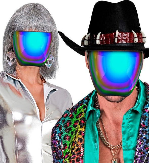 Gezichtsscherm Spiegellens Blauw/Paars van Widmann koop je bij Partywinkel