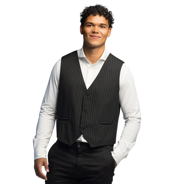 Gilet Pinstripe zwart (L/XL) van Boland koop je bij Partywinkel