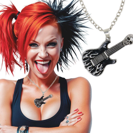 Gitaar Ketting Zwart Zilver van Fiestas Guirca koop je bij Partywinkel