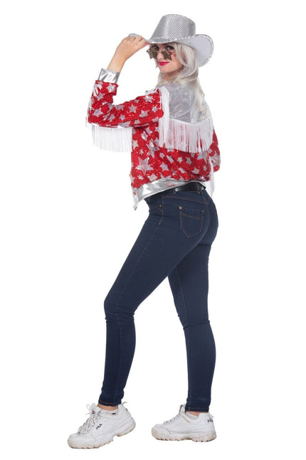 Ster Jas Rood Dames Glamorous Pailletten van Wilbers & Wilbers koop je bij Partywinkel