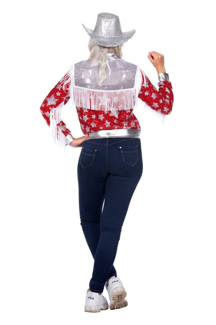 Ster Jas Rood Dames Glamorous Pailletten van Wilbers & Wilbers koop je bij Partywinkel