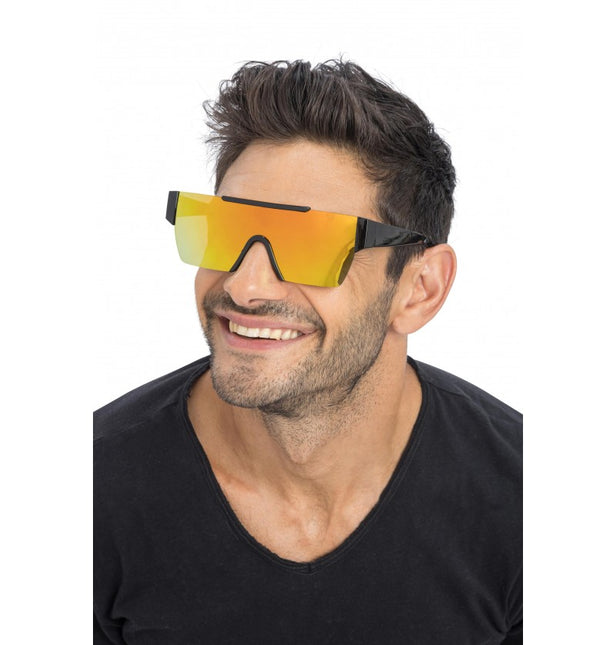 Briller med spejleffekt i guld - 15 cm x 15 cm x 5,2 cm