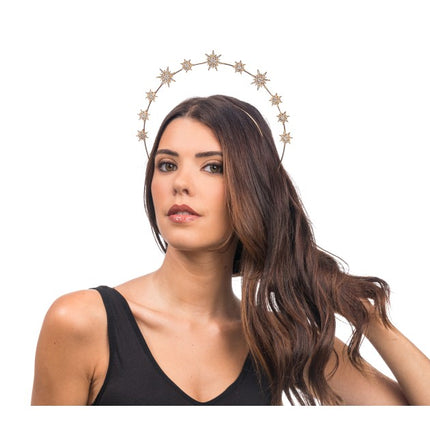 Diadem med gyldne stjerner i en glorie