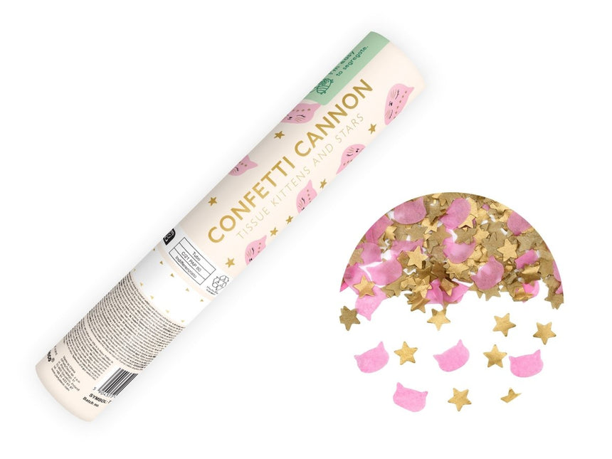 Goud Roze Confetti Kanon 20cm van Partydeco koop je bij Partywinkel