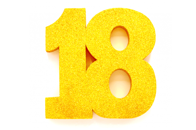 Goud Tafeldecoratie Cijfer 18 Glitter 20,5cm van WeFiesta koop je bij Partywinkel