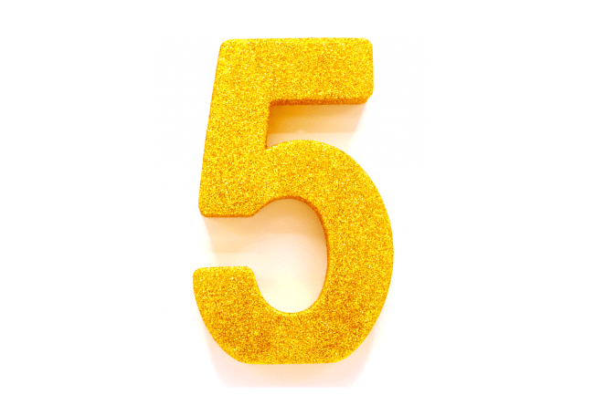 Goud Tafeldecoratie Cijfer 5 Glitter 20,5cm van WeFiesta koop je bij Partywinkel