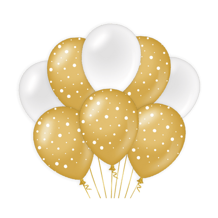 Goud Witte Ballonnen Latex 30cm 6st van Paper Dreams koop je bij Partywinkel