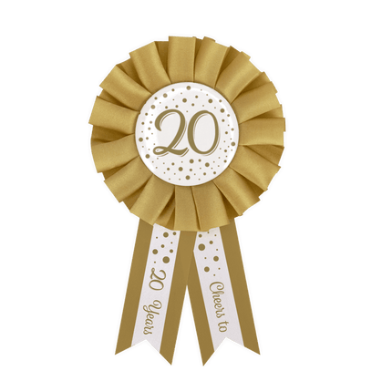 Goud Witte Rozet 20 Jaar van Paper Dreams koop je bij Partywinkel