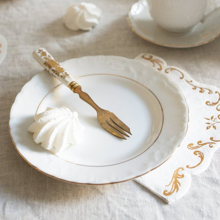 Goud Witte Servetten Ornament 33cm van Partydeco koop je bij Partywinkel