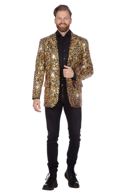 Goud Zilveren Blazer Heren Pailletten van Wilbers & Wilbers koop je bij Partywinkel