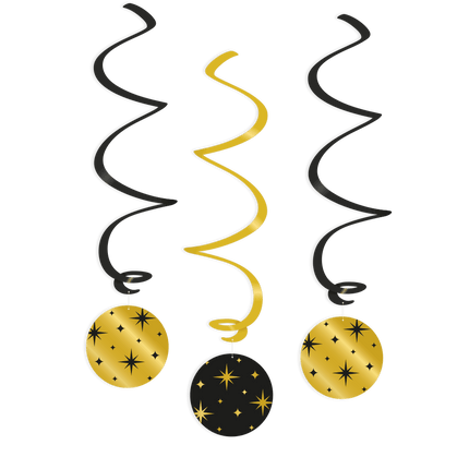 Goud Zwarte Hangdecoratie Sterren 17cm van Paper Dreams koop je bij Partywinkel