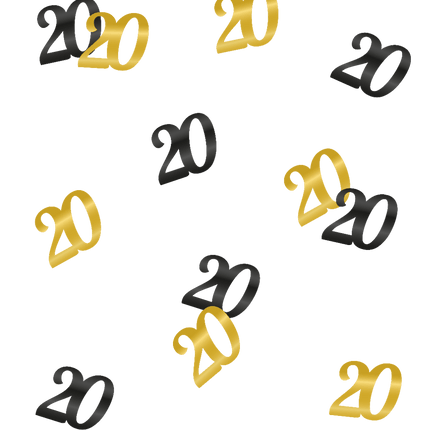 Goud Zwarte Tafelconfetti 20 Jaar 0,5cm van Paper Dreams koop je bij Partywinkel