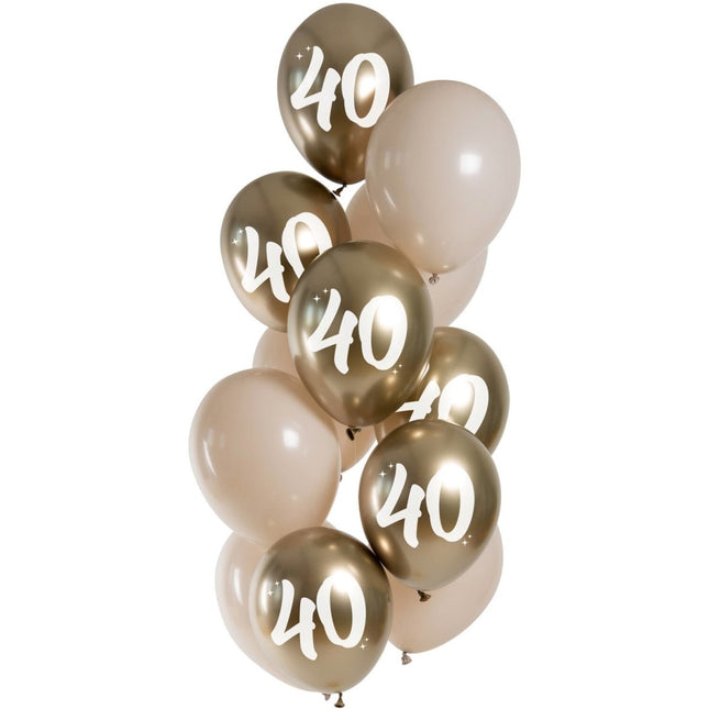 Gouden Ballonnen 40 Jaar Chroom 33cm 12st van Folat koop je bij Partywinkel