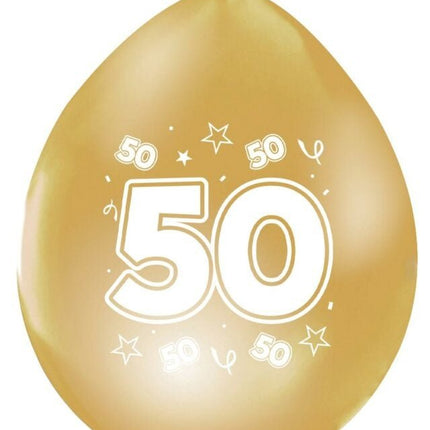 Gouden Ballonnen 50 Jaar Metallic Dubbelzijdig 30cm 8st van WeFiesta koop je bij Partywinkel
